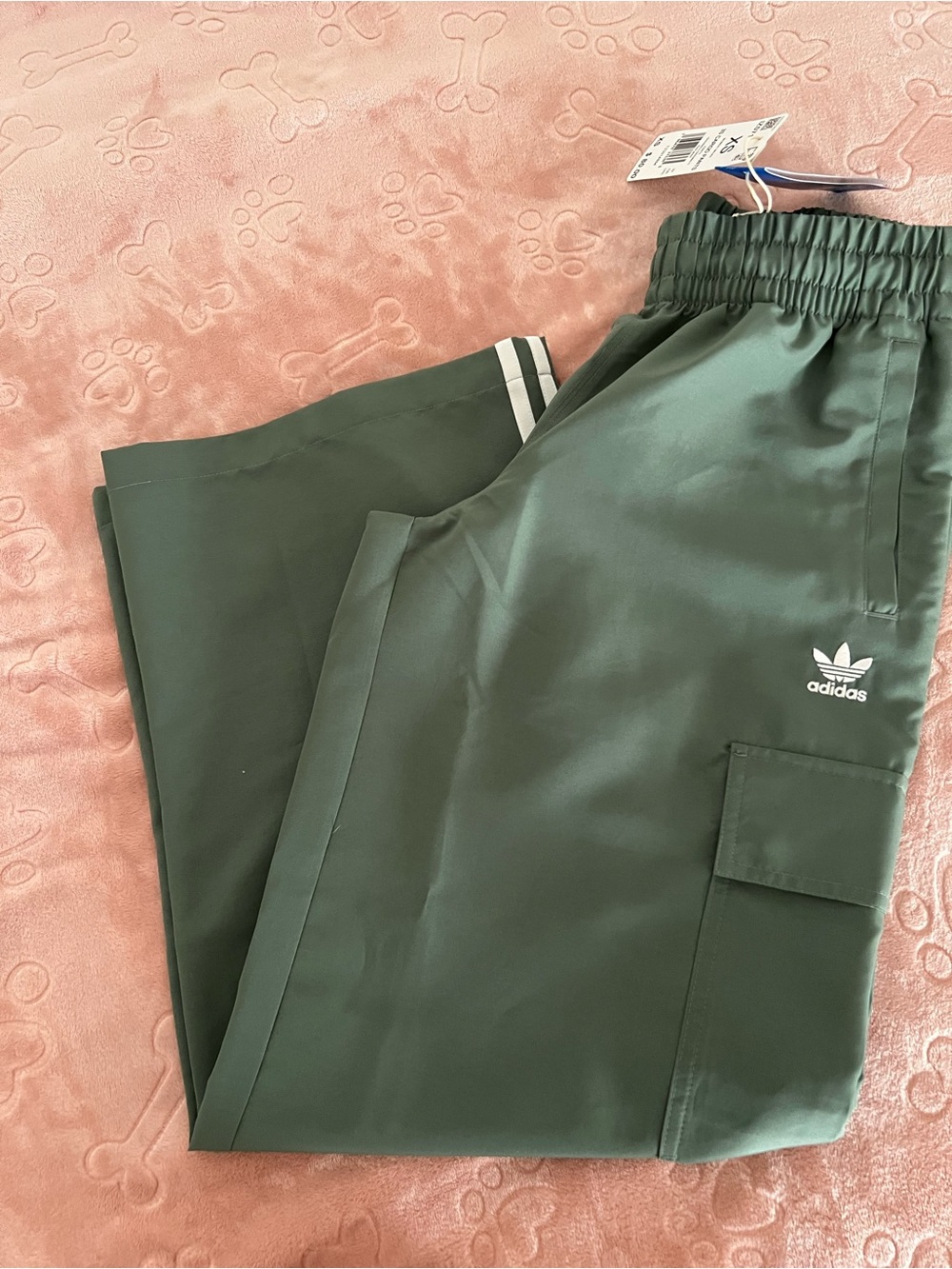 adidas Olive Green Drawstring Cargo Pants - Picture 4 of 4